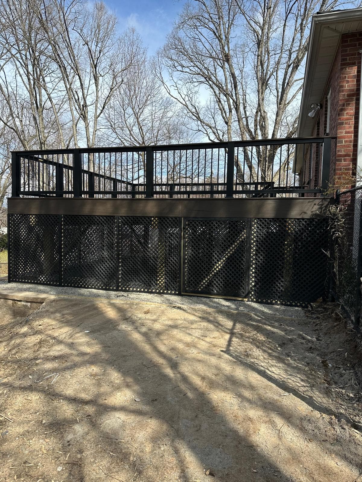 Under-deck fencing installation